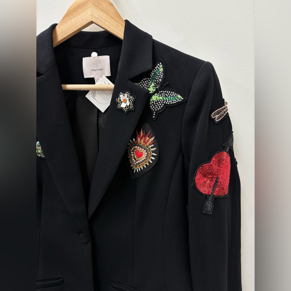 Cinq à Sept Sacred Heart Rumi Black Blazer - Picture 4 of 8
